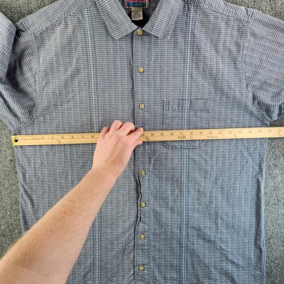 Northcrest Men XLT Tall Blue Check Short Sleeve Button Up Shirt Cotton Woven - Picture 5 of 14